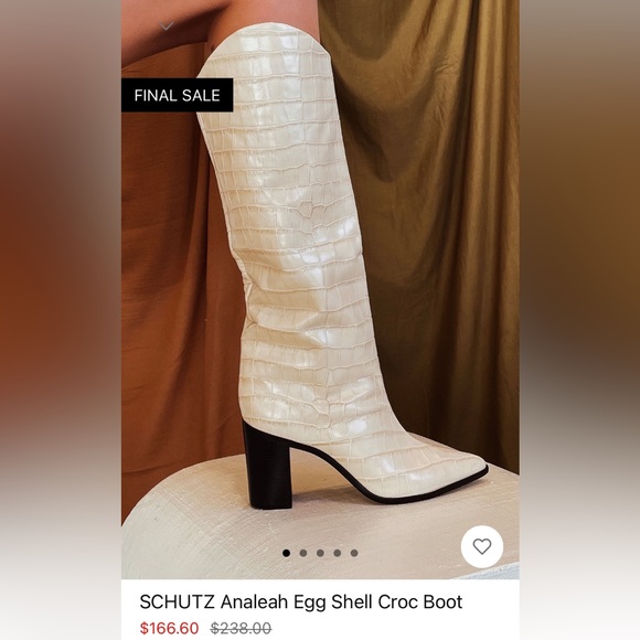 SCHUTZ Analeah Egg Shell Croc Boot - Picture 1 of 4